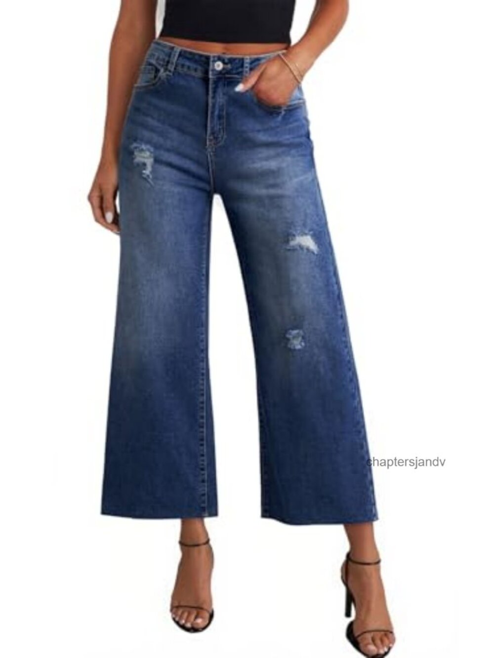 Women's Baggy Wide Leg Stretch Denim Jeans High Rise Relaxed Fit